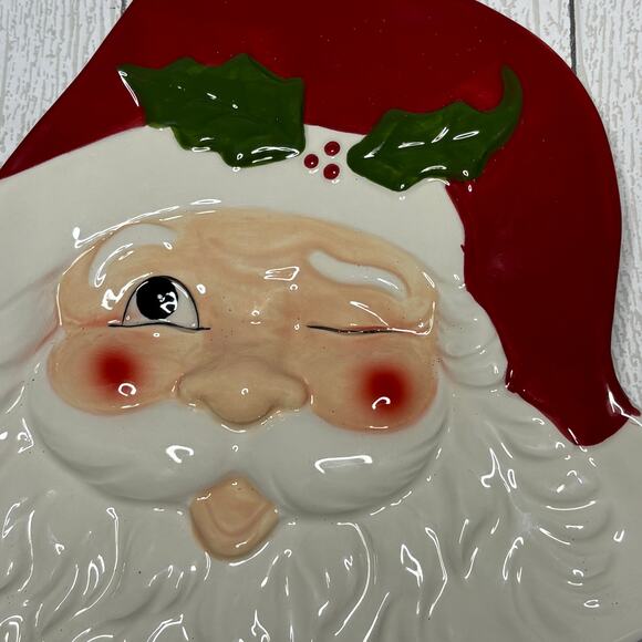 Peppermint Place Winking Santa Cookie Plate Holiday Dish - Picture 5 of 9